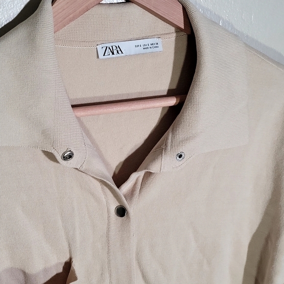 Zara Tan Button-Down Shirt - Picture 3 of 5